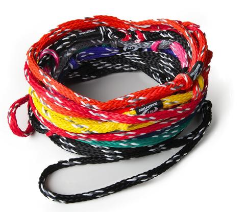 This rope is designed for the "Professional" skier and 34 mph record chaser. This is our best tournament rope. It starts at 18.25m and has shortenings down to 9.25m for the World Record Chase